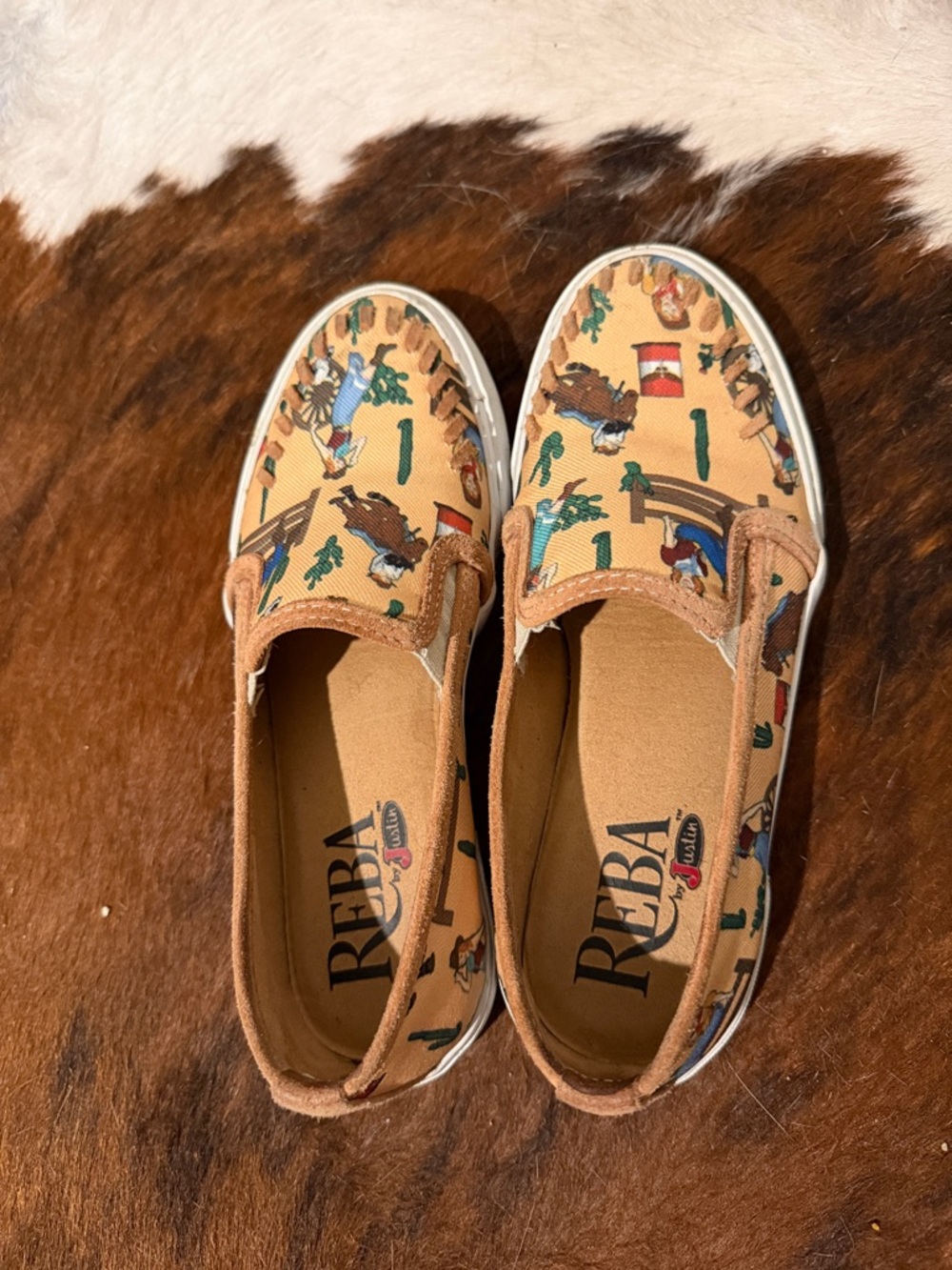 Reba by Justin western print slip on shoes